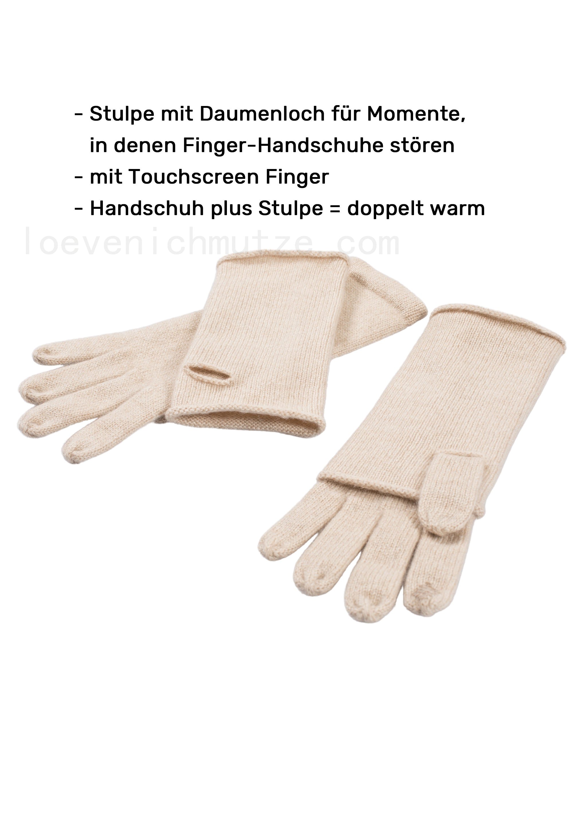 (image for) lövenich mütze Kaschmir-Handschuh - Beige meliert Verkauf
